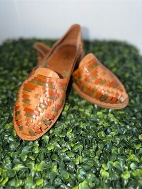 Alessia Woven Leather Slip-On Loafers in Tan, Olive & Rust